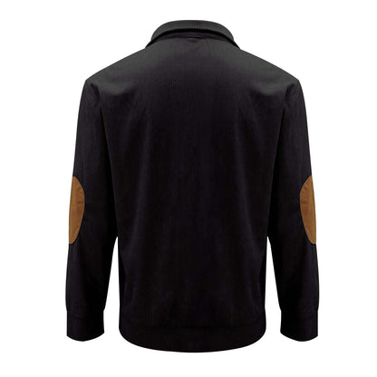 Casual Stand-Collar Long Sleeve Pullover Sweatshirt for Men Fashion Solid Color Striped Design Loose Tops
