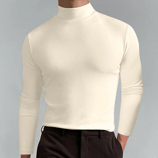 Mens Mock Neck T Shirts Pullover High Neck Turtleneck Premium Cotton Long Sleeve Sweaters for Men Valentine'S Day for Him